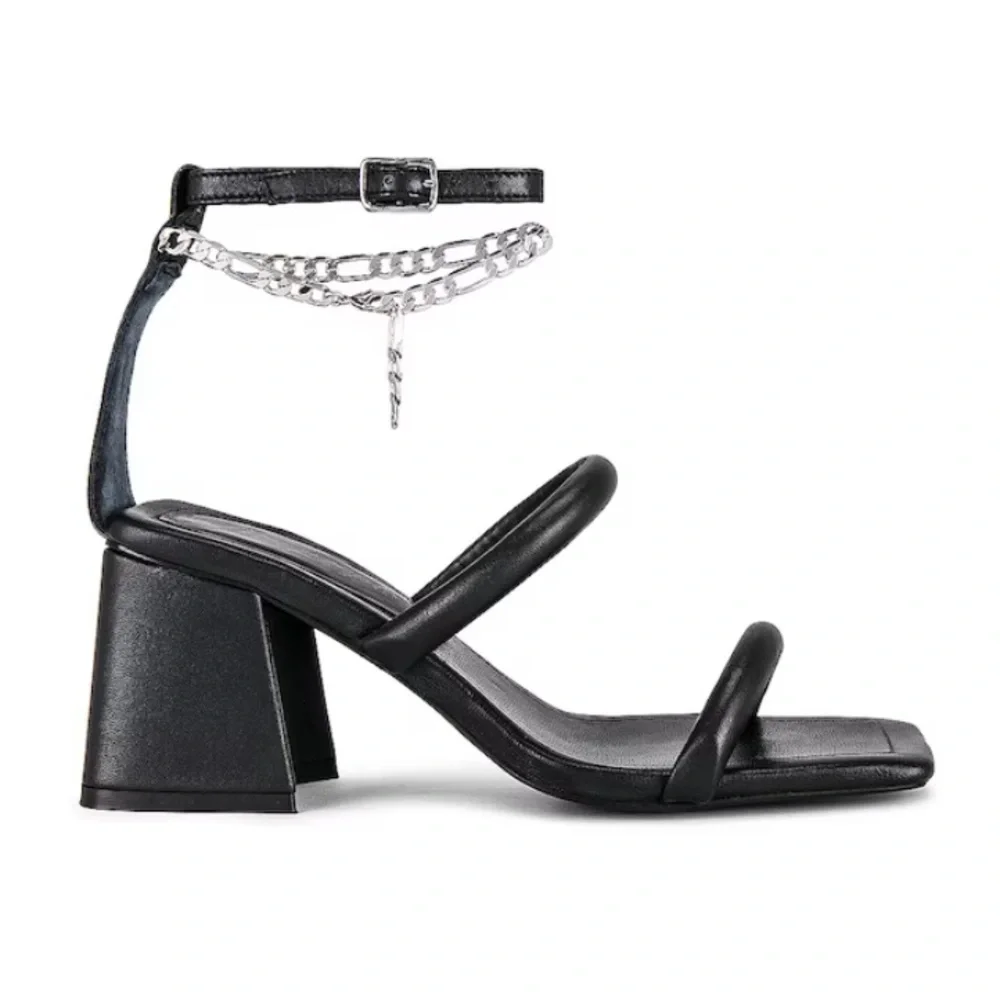 NEW Free People Parker Chain Heels in Black Size 8.5